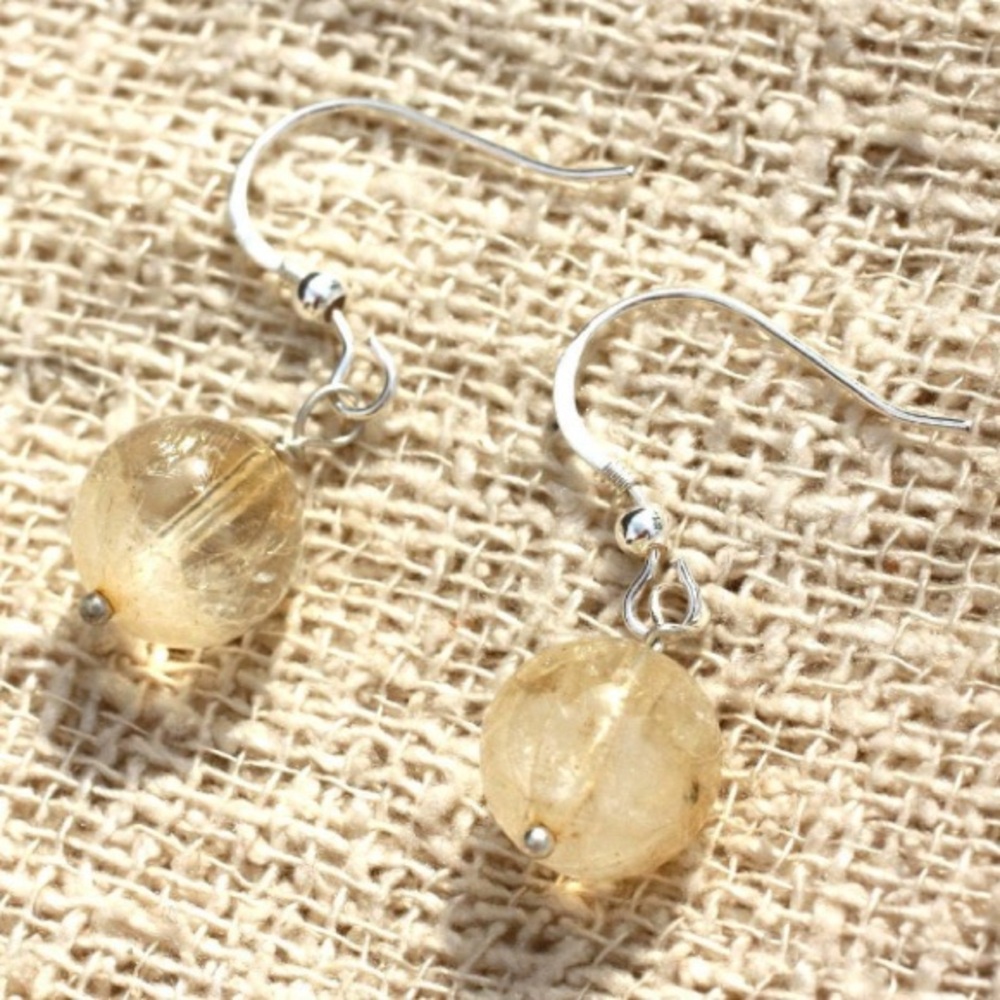 925 Silver Earrings - Citrine 10mm